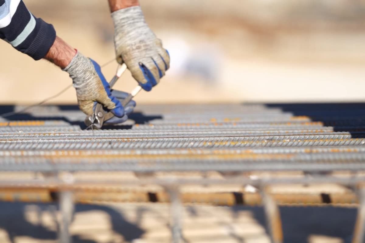 Reinforcing mesh tied and sitting on bar chairs inside the formwork before the pour, Raymond Terrace